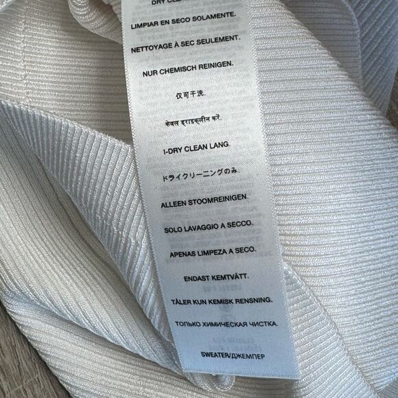 7 FOR ALL MANKIND Women’s White Ribbed Off Shoulder Fitted Blouse - Picture 6 of 11